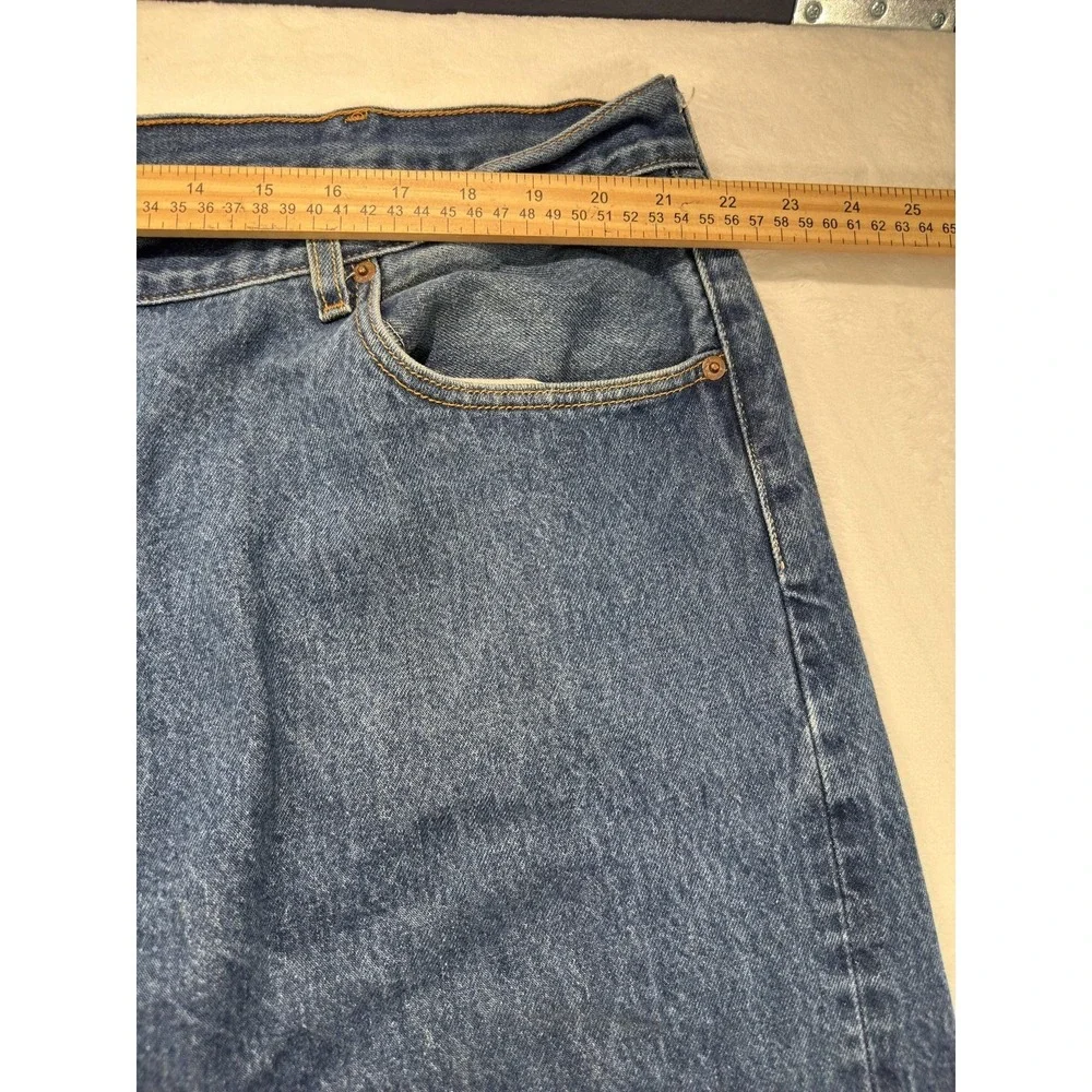 Levis 501 Jeans Mens 46x32 Blue Denim Button Fly Straight Leg Medium Wash XX